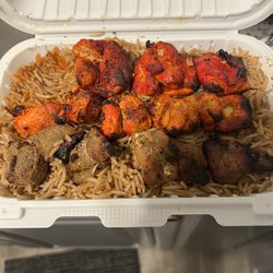 Kebab Express Halal Grill - #5 Combo Lamb-Chicken along with. Tandoori Ckicken single kabob