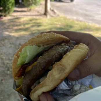 Alpen Village Drive-In - Elk burger with bacon - Burgers Near Me - Sultan, Washington Alpen Village Drive-In - Elk burger with bacon - Burgers Near Me - Sultan, Washington