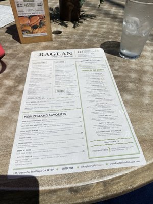 Menu photo 4 Raglan Public House San Diego, CA