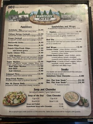 Menu photo 2 Blakeslee's Bar & Grill Forks, WA