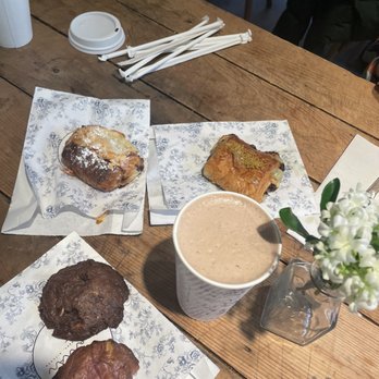 maman - Hot choc infused with Lavender, White choc with rose syrup cookie, pistachio cream croissant, double choc chip, almond croissant - Bakeries Near Me - Washington, DC, District of Columbia maman - Hot choc infused with Lavender, White choc with rose syrup cookie, pistachio cream croissant, double choc chip, almond croissant - Bakeries Near Me - Washington, DC, District of Columbia
