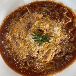 Delicious homemade linguine with Bolognese.