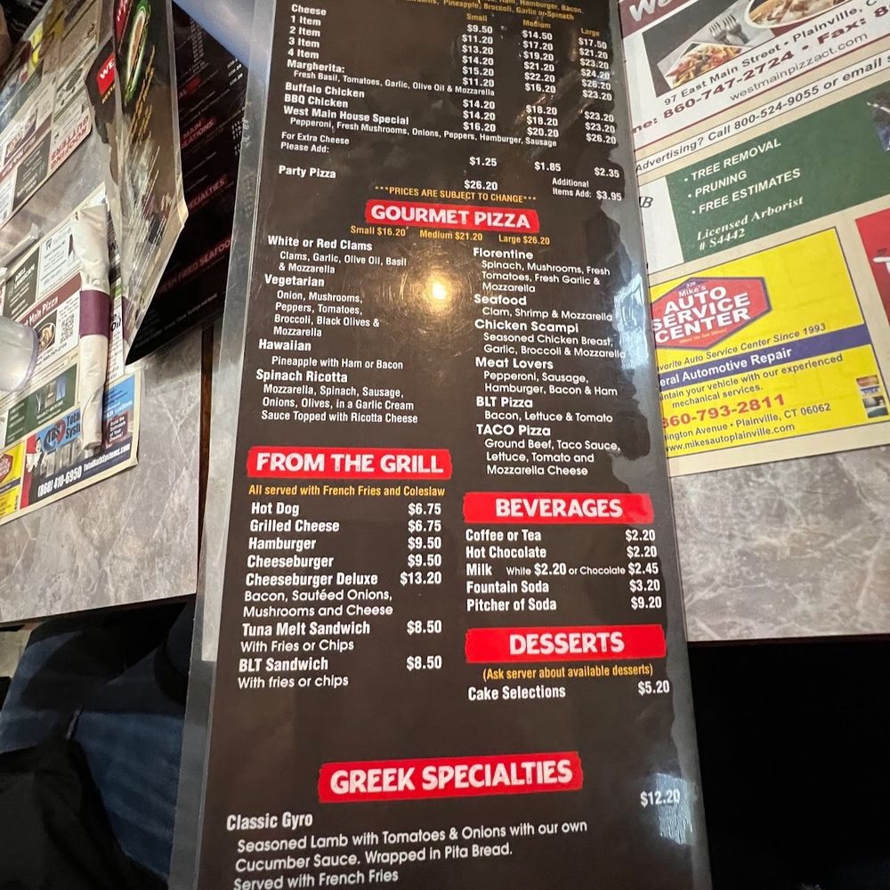 West Main Pizza - Pizza Near Me - Plainville, Connecticut