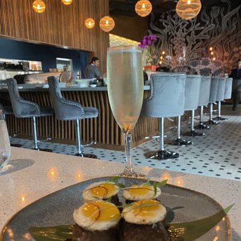 Sushi Rebel - Prosecco & Kobe cubes with quail eggs - Sushi Bars Near Me - Spring, Texas