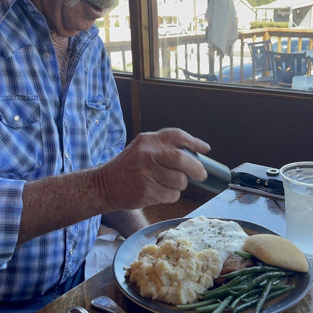 Edom Log Cabin - Best Chicken Fried Steak! Home cooked mashed potatoes with cream gravy and fresh picked green beans. - Comfort Food Near Me - Edom, Texas Edom Log Cabin - Best Chicken Fried Steak! Home cooked mashed potatoes with cream gravy and fresh picked green beans. - Comfort Food Near Me - Edom, Texas
