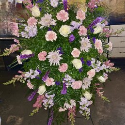 Standing spray for a woman's funeral Standing spray for a woman's funeral