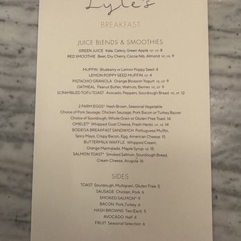 Lyle's - Breakfast menu October 2023 - Breakfast & Brunch Near Me - Washington, DC, District of Columbia