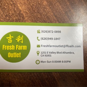 Fresh Farm Outlet - Business card - International Grocery Near Me - Alhambra, California Fresh Farm Outlet - Business card - International Grocery Near Me - Alhambra, California