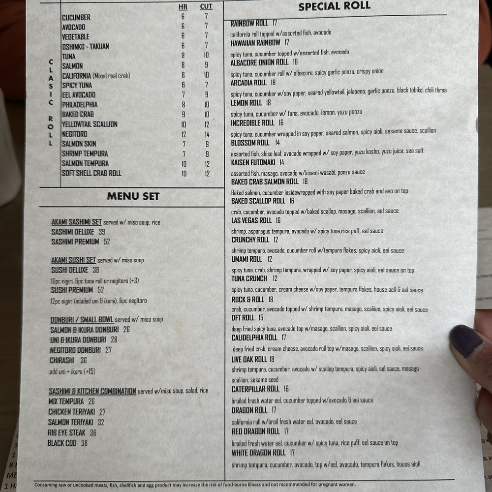 Akami Sushi - Dinner menu (as of May 2024) - Sushi Bars Near Me - Arcadia, California Akami Sushi - Dinner menu (as of May 2024) - Sushi Bars Near Me - Arcadia, California