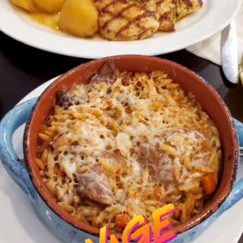 To Steki - Grilled chicken w/lemon potatoes and Lamb w/ ozo. - Greek Near Me - Whitestone, New York To Steki - Grilled chicken w/lemon potatoes and Lamb w/ ozo. - Greek Near Me - Whitestone, New York