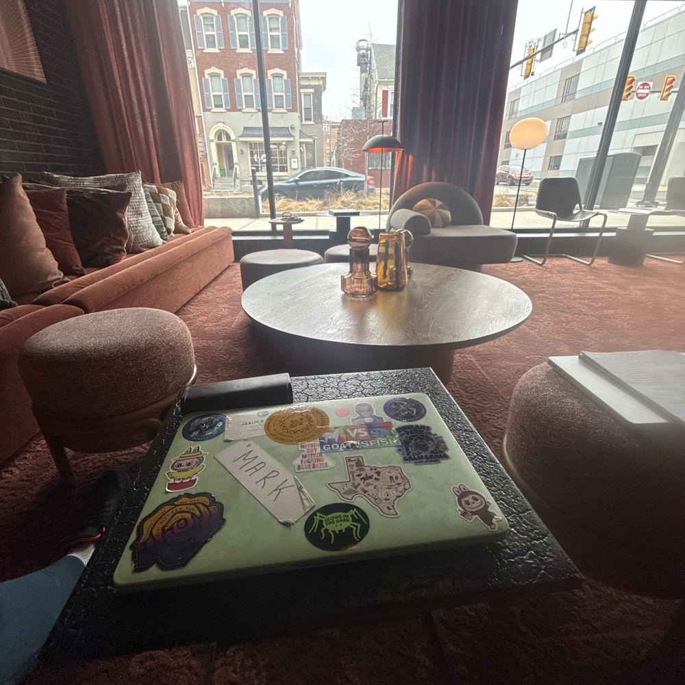 This is a photo of me working from the hotel lobby. The people watching is stellar. This is a photo of me working from the hotel lobby. The people watching is stellar.