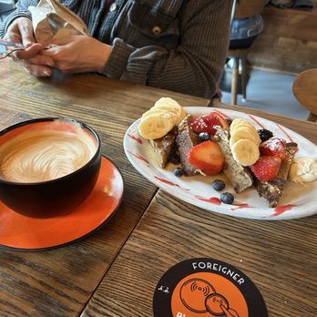 Foreigner - Caffe latte & French toast - yum! - Breakfast & Brunch Near Me - San Mateo, California Foreigner - Caffe latte & French toast - yum! - Breakfast & Brunch Near Me - San Mateo, California