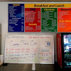Country Fresh Cafe - Menu boards behind the counter.
