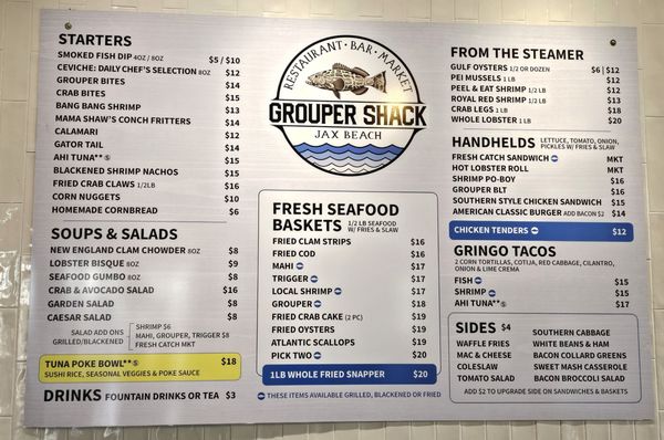 Menu photo 3 Grouper Shack Jacksonville Beach, FL