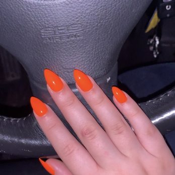 Westview Nails - Acrylic set with neon orange polish. - Nail Salons Near Me - Seattle, Washington Westview Nails - Acrylic set with neon orange polish. - Nail Salons Near Me - Seattle, Washington