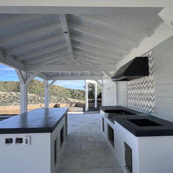 SCV Landscaping - Built in BBQ, patio cover, marble flooring, stucco, custom wood wall. - Landscaping Near Me - Valencia, California SCV Landscaping - Built in BBQ, patio cover, marble flooring, stucco, custom wood wall. - Landscaping Near Me - Valencia, California