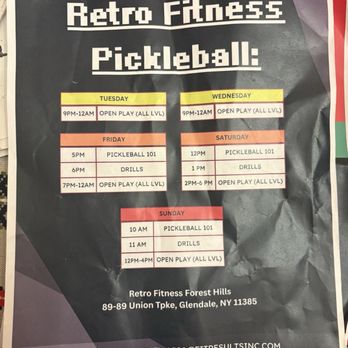 Retro Fitness - Pickleball Schedule - Gyms Near Me - Glendale, New York