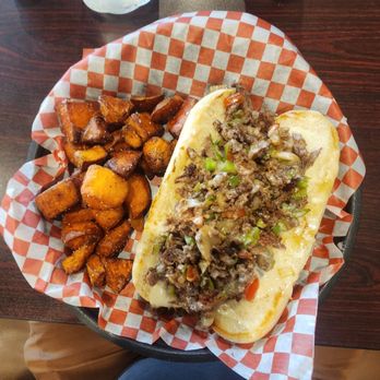 Hatch & Harvest Cafe - Philly Cheesesteak w Sweet Potato Bites. - Breakfast & Brunch Near Me - Springfield, Missouri Hatch & Harvest Cafe - Philly Cheesesteak w Sweet Potato Bites. - Breakfast & Brunch Near Me - Springfield, Missouri