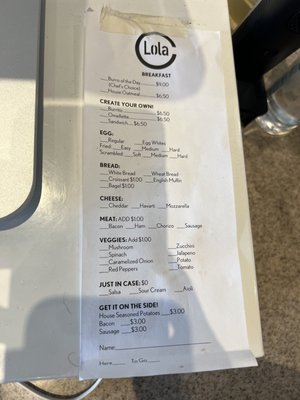 Menu photo 4 Lola Coffee Glendale, AZ