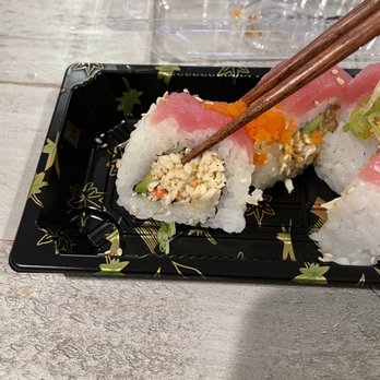 Ezze Sushi - Sunrise On Grand Roll. It should come with Spicy shrimp and crab on tuna. No shrimp and tuna is not fresh - Sushi Bars Near Me - Glendora, California Ezze Sushi - Sunrise On Grand Roll. It should come with Spicy shrimp and crab on tuna. No shrimp and tuna is not fresh - Sushi Bars Near Me - Glendora, California