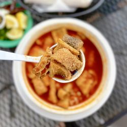 Mariscos Puerto Nuevo - Menudo: Beef Tripe Soup w/ corn tortillas + fixings | $13.95 (available weekends only)