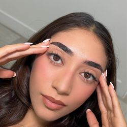 After brow lamination with stain