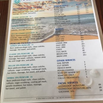 Nails U Love - menu of their services and prices! - Skin Care Near Me - Long Beach, California