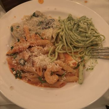 Becco - Amazing sampling of pesto linguine, shrimp penne vodka, and mushroom ravioli - Italian Near Me - New York, New York Becco - Amazing sampling of pesto linguine, shrimp penne vodka, and mushroom ravioli - Italian Near Me - New York, New York