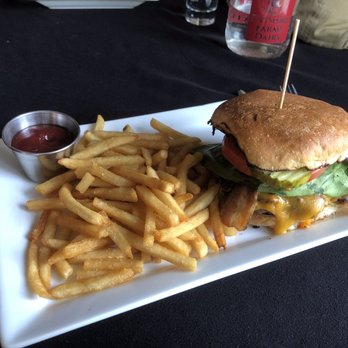 Label - Calistoga Cheddar Burger and truffle fries - New American Near Me - Pittsford, New York