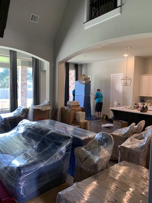 We shrink wrap all furniture with clean and sanitize blankets. - We always inspect the furniture before we wrap with blankets and shrink wrap, that helps us transport safely to the truck. Also helps to not damage furniture while we’re packing the truck. We shrink wrap all furniture with clean and sanitize blankets. - We always inspect the furniture before we wrap with blankets and shrink wrap, that helps us transport safely to the truck. Also helps to not damage furniture while we’re packing the truck.