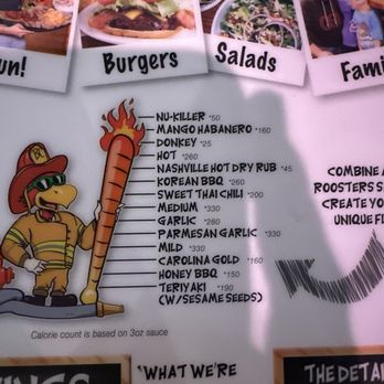 Roosters - Wing heat chart - American Near Me - Milford, Ohio