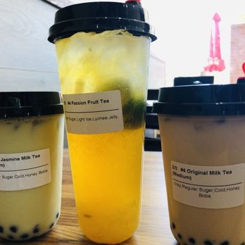 Poke Kai - (Left to Right) Jasmine Milk Tea, Passion Fruit Tea, Original Milk Tea - Japanese Near Me - Allentown, Pennsylvania