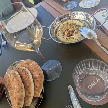 Orla by Michael Mina  - Hummus, pita and champagne - Middle Eastern Near Me - Santa Monica, California