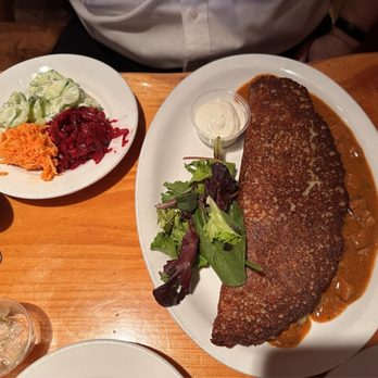 U Gazdy - Stuffed potato pancake with the salads/ The Highlander-Style Potato Pancake with Pork Goulash - Polish Near Me - Wood Dale, Illinois U Gazdy - Stuffed potato pancake with the salads/ The Highlander-Style Potato Pancake with Pork Goulash - Polish Near Me - Wood Dale, Illinois