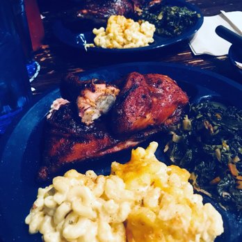 Dinosaur Bar-B-Que - BBQ Chicken macaroni and cheese and collard greens - Barbeque Near Me - Brooklyn, New York