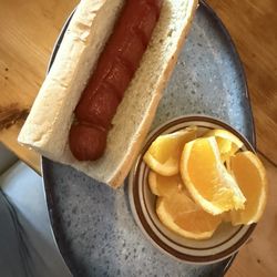 Kids hot dog with fruit