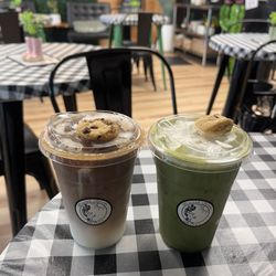 Desert Spuds & Brews - Iced Matcha and Iced Coffee