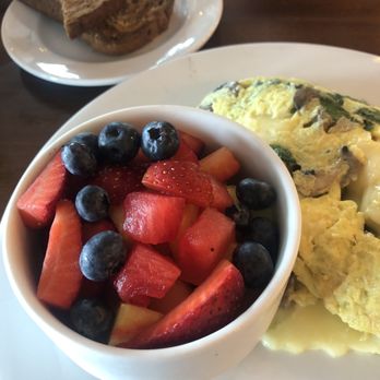 Maple & Hash - Loaded up omelette with a huge portion of fruit instead of potatoes. All delicious! - Breakfast & Brunch Near Me - Hampshire, Illinois