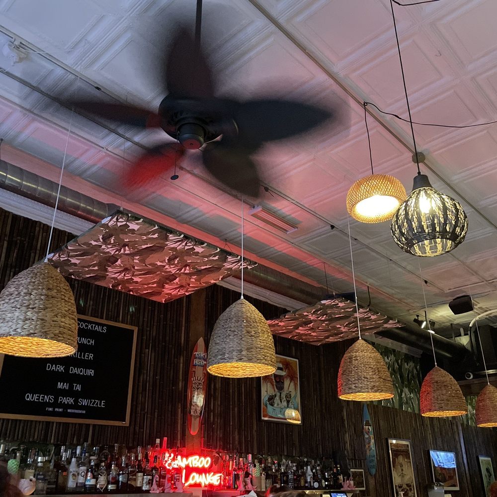 Bamboo Lounge - Part of the bar and some of the lighting - Cocktail Bars Near Me - Winston-Salem, North Carolina