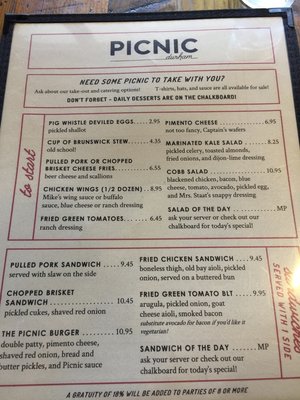 Menu photo 7 Picnic Durham, NC