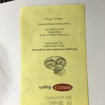 Miracle Bagels - a menu on a table - Bagels Near Me - New Windsor, New York