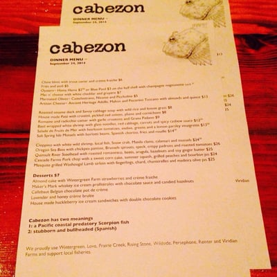 Menu photo 8 Cabezon Portland, OR