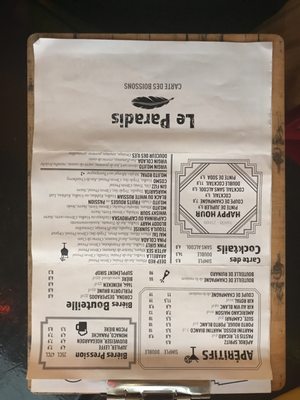 Menu photo 1 Le Paradis Paris, 75 Menu photo 1 Le Paradis Paris, 75