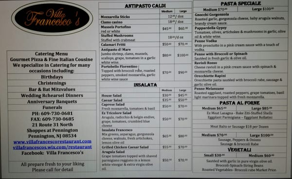 Menu photo 3 Villa Francesco's Pennington, NJ