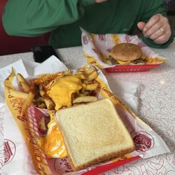 Ben’s Chili Bowl - Bacon, egg, cheese toaster sandwich loaded chili cheese fries, and my husband got the burger. It didn't stand out to me.