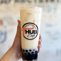 T Hub Cafe - Green Milk Tea with boba