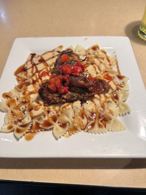 Photo of Caffé DaVinci - Columbus, OH, US. Blackened Chicken with bow tie pasta.