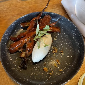 Rooster & Owl - Carrots in BBQ sauce with cornbread ice cream - New American Near Me - Washington, DC, District of Columbia Rooster & Owl - Carrots in BBQ sauce with cornbread ice cream - New American Near Me - Washington, DC, District of Columbia