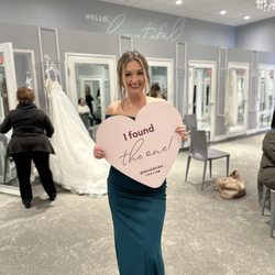 David's Bridal - One of my bridesmaids! Only needed to try on 5 before taking this one off mannequin.