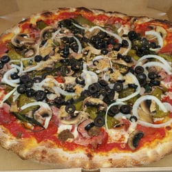 Guido's Brick Oven Pizza - Large Supreme with ham and fresh garlic added